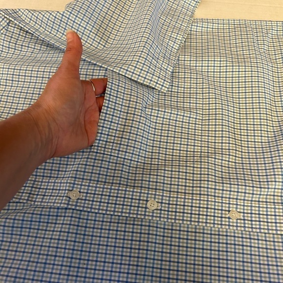 Arrow poplin mens cotton button up short sleeve plaid shirt Sz-16-16-1/2 L. W16 - Picture 6 of 9